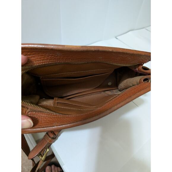 Vintage Dooney and Bourke Brown Crossbody All Weather Leather Bag with Buckles - Picture 7 of 10